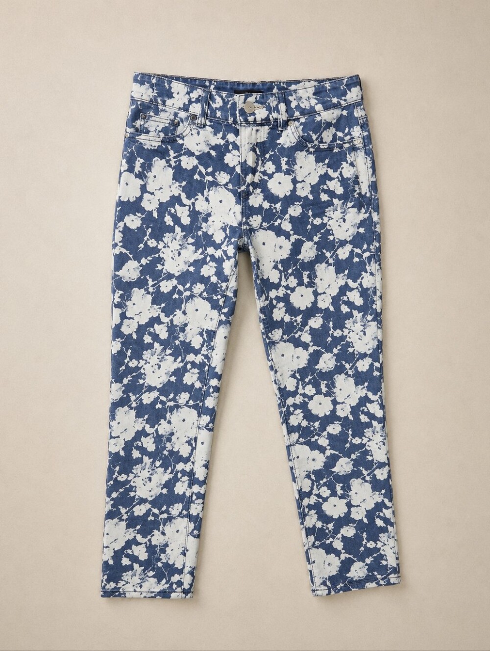 Tory Burch Alexa Floral Cropped Skinny Jeans Denim Blue White Size26 Cottagecore - Picture 3 of 14
